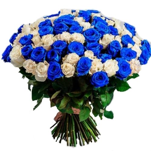 Фото товара 101 белая и синяя роза (крашеная) в Харькове