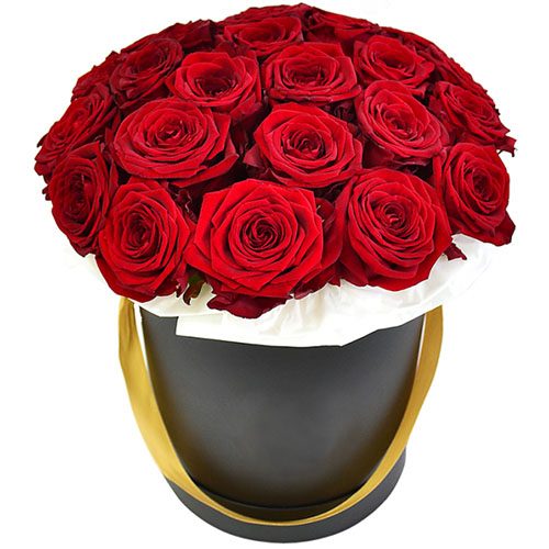 Фото товара 21 роза в шляпной коробке в Харькове