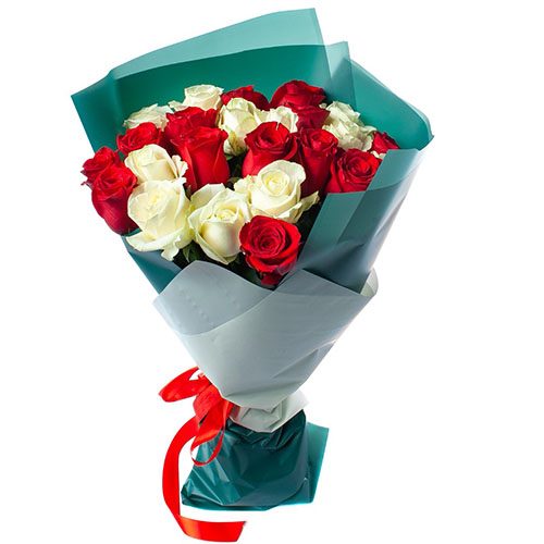 Фото товара 25 роз красных и белых в Харькове