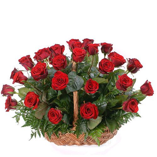 Фото товара 35 красных роз в корзине в Харькове