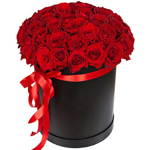 Фото товара 51 роза красная в шляпной коробке в Харькове