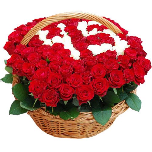 Фото товара 101 роза с числами в корзине в Харькове
