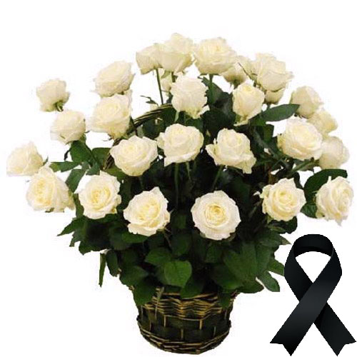 Фото товара 36 белых роз в корзине в Харькове