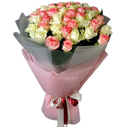 Фото товара 51 белая и розовая роза в Харькове