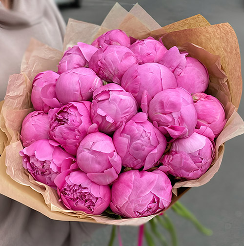 Фото товара 21 розовый пион в крафт в Харькове