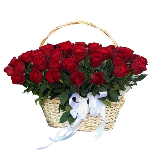 Фото товара 51 красная роза в корзине в Харькове